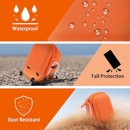 co2CREA Hard Case for Beats Powerbeats Pro 2 with Carabiner Clip, Shockproof Earbuds Storage Box – Protective Travel Cover for Powerbeats Pro 2 Wireless Bluetooth Earbuds (Electric Orange Case)