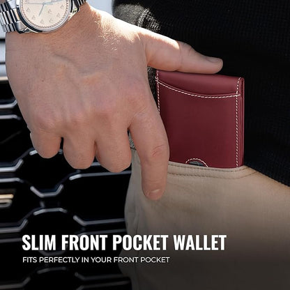 Kingly Cash Pocket Slim Wallet for Men - RFID Blocking Leather Card Holder - Minimalist Men’s Wallet for Front Pockets - Holds 1-15 Cards & Cash - Durable Italian Leather Wallets