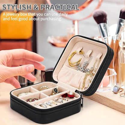 Leezmark 8 Pcs Jewelry Travel Case, Bridesmaid Gifts Set Of 6 & 8, Velvet Portable Jewelry Travel Organizer Small Jewelry Box Bridesmaid Proposal Gifts Box Mini Storage Organizer Storage Box, Black