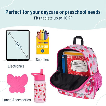 Wildkin 12-inch Kids Backpack – Padded, Adjustable, Ideal for Daycare & Travel - Strawberry Patch
