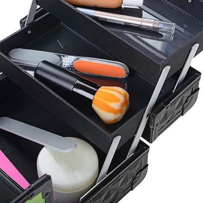 SHANY Chic Makeup Train Case Cosmetic Box Portable Makeup Case Cosmetics Beauty Organizer Jewelry storage with Locks, Multi trays Makeup Storage Box with Makeup Mirror - Twilight