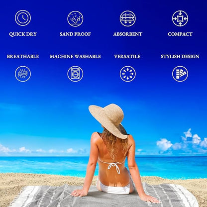 LANE LINEN 6-Pack Oversized Pre-Washed Beach Towels, Stylish Quick-Dry Pool & Travel Towels for Adults, 39"x71" - Diamond Multi Colors