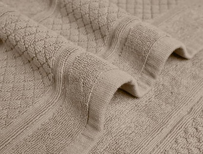 Avalon Towels Beige Bath Mat - 100% Cotton Set of 2 Absorbent Bathmat - Bathroom Mats Quick Dry Bath Mats for Bathrooms (22x34 Inches)