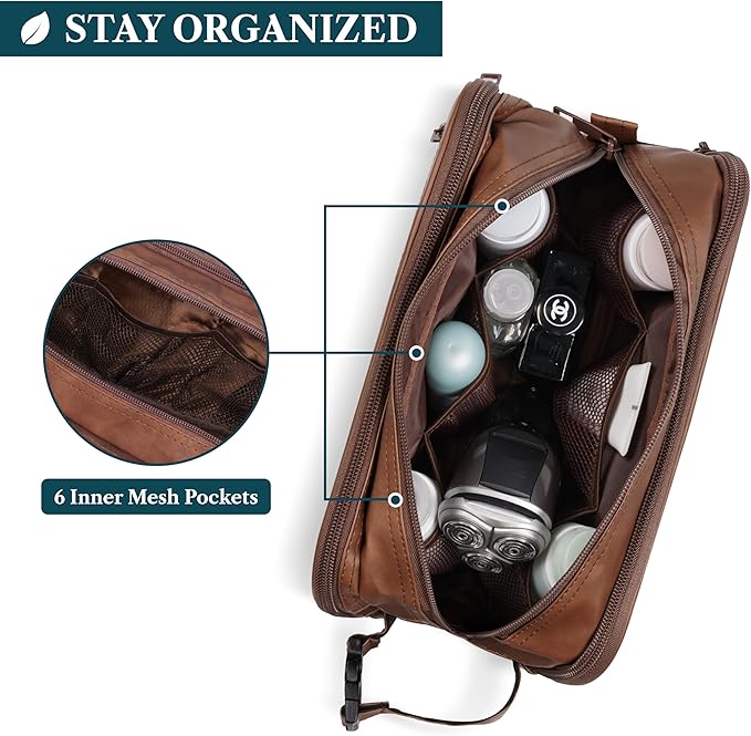 PAVILIA Toiletry Bag for Men, Travel Pouch Essentials Shaving Dopp Kit, Travel Bag Toiletries Organizer Case, Cosmetic Make Up Accessory, Water Resistant