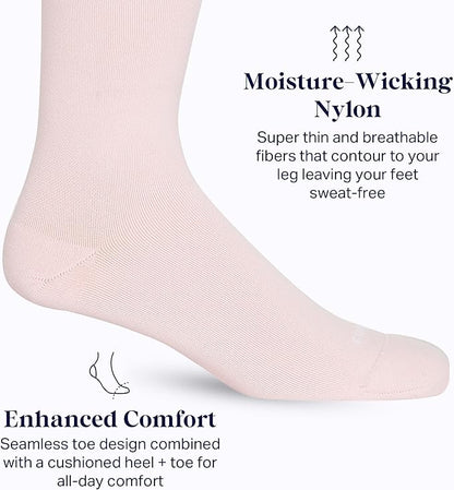 Comrad Nylon Knee High Socks - 15-20mmHg Graduated Compression Socks - Soft & Breathable Support Unisex Socks