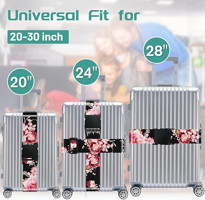 Slohif Luggage Straps for Suitcases Travel Belt Accessories Luggage Connector Identifiers Over Handle with Buckle Unique Nylon Adjustable Strap for Sleeping Bag Car Seat Black(2 Pack)