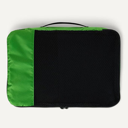 Amazon Essentials 4-Piece Packing Cubes Travel Accessories Set, Luggage Organizer with Double Zipper, Mesh Top, 100% Polyester, Medium, Green (Previously Amazon Basics)