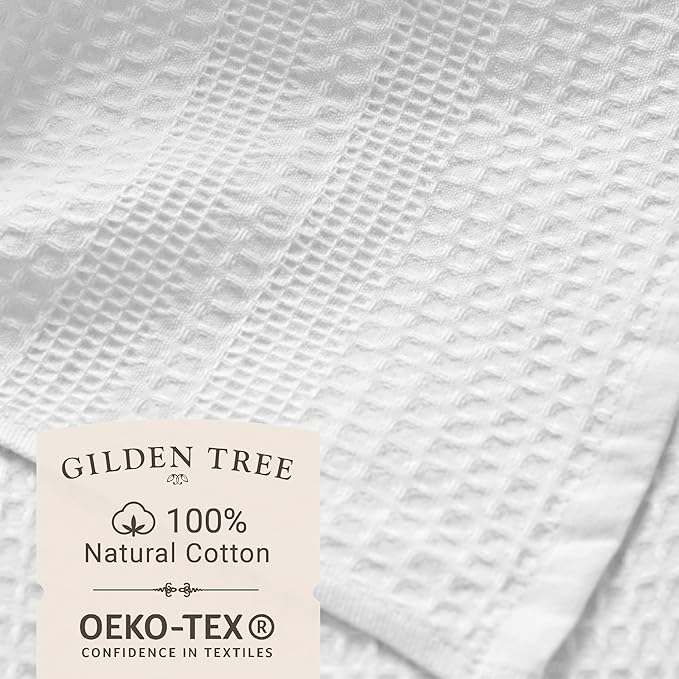 GILDEN TREE Waffle Hand Towels for Bathroom Quick Dry Towel Super Absorbent Thin 100% Cotton Lint Free, Hand Towels for Bathroom Set of 2, Classic Style (White)
