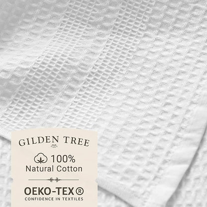 GILDEN TREE Waffle Hand Towels for Bathroom Quick Dry Towel Super Absorbent Thin 100% Cotton Lint Free, Hand Towels for Bathroom Set of 2, Classic Style (White)