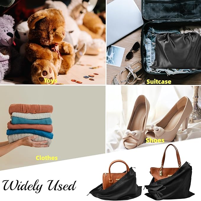 12 Pack Dust Bags for Handbags, Silk Cloth Bag With Drawstring Large Travel Storage Pouch for Handbag Purse Shoes Boots