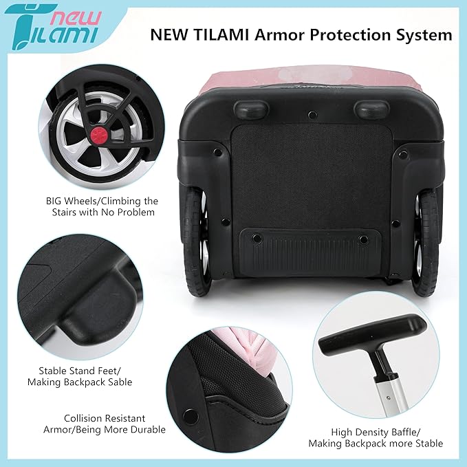 NEW TILAMI 19 Inch Rolling Backpack with Lunch Bag for Girls Boys Wheeled Laptop Backpack Durable Carry-on Bag School Travel, Flower Fairy