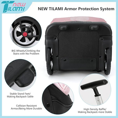 NEW TILAMI 19 Inch Rolling Backpack with Lunch Bag for Girls Boys Wheeled Laptop Backpack Durable Carry-on Bag School Travel, Flower Fairy