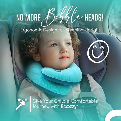 BCOZZY Kids Travel Neck Pillow (3-7 Y/O)- Patented Soft Toddler Pillow for Head & Chin Support in Car Seat, Airplane, and Road Trip Sleeping. Adjustable Size. Fully Washable. Carry Bag. Small, Hearts