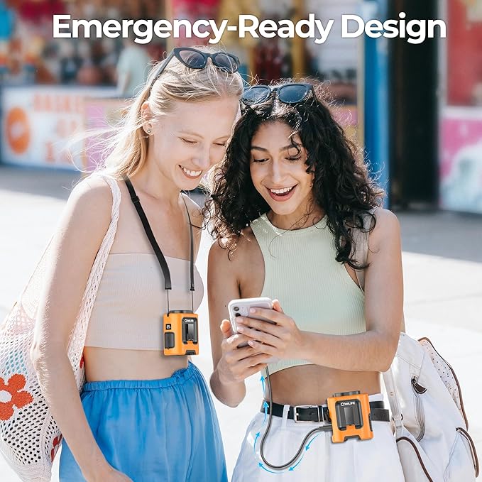 Portable Mini Waist Fan - Personal Wearable Clip on Belt Fan, Rechargeable Battery Operated, Max 25H Cooling,4 Speeds 13000RPM Turbo Hands-Free Shirt Neck Fan for Outdoor Jobsite Camping Traveling