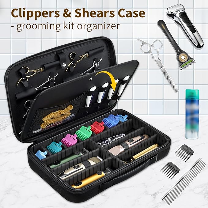 Barber Clippers Case for Travel, 17-inch X-Large Hair Cutting Supplies Bag for Groomer, Trimmer Razor Storage Case for Men, Pet Grooming Kits Organizer for Ufree/for Wahl/for Andis - Black