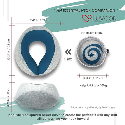 Premium Quality Memory Foam Travel Neck Pillow Bundle - Best Ergonomic Pillow for Airplane Travel, car Ride, Sleeping. Comes with Eye mask, earplugs and Storage Bag