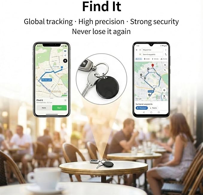 Mini Bluetooth Tracker, Air Tracker Tags for Android &iOS, Key Finder with Sound,Compatible with Google Find My Device and Apple Find My,Tracks Keys,Wallets,Luggage,Pets,No Subscription(Black+White)