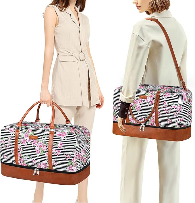 IBFUN Weekender Bags for Women, 21" Weekender Travel Bag, Travel Duffle Bag with Shoe Compartment Carry on Overnight Duffel Bag for Weekend Travel Business Trip, 3PCS