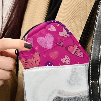 Hot Pink Doodle Hearts Stars Travel Pill Organizer Case Box Container Weekly Portable Vitamin Medicine Holder Storage Bag with Zipper Removable