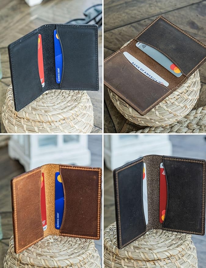 Handcrafted Genuine Leather Wallets, Minimalist Cardholders, and Passport Covers, Handmade Gift