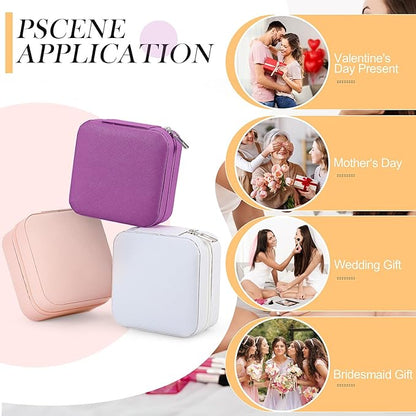 Batiyeer 50 Pcs Small Jewelry Travel Case Bulk Mini Jewelry Box Wedding Bridesmaid Proposal Return Gift for Pooja(White Pink Purple)