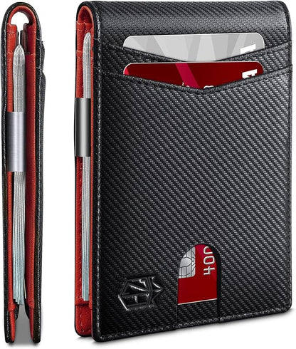 Zitahli Money Clip Wallets for Men,Slim Bifold Wallet 10-12 Cards, Mens Leather Wallet with ID Window,RFID Blocking Thin Minimalist Credit Card Holder,Gifts for Him