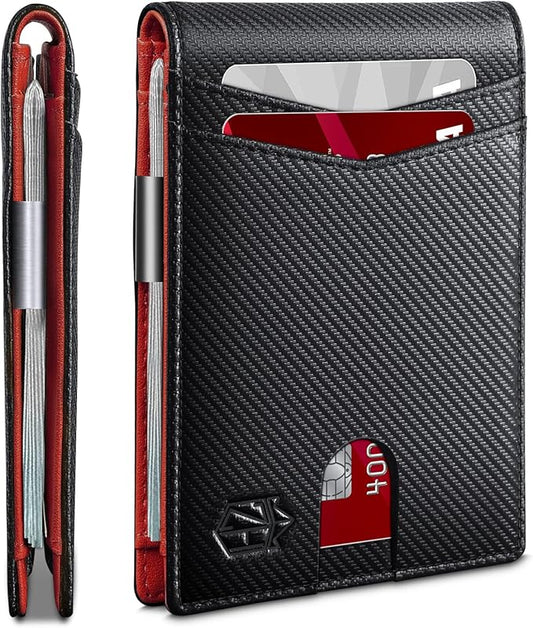 Zitahli Money Clip Wallets for Men,Slim Bifold Wallet 10-12 Cards, Mens Leather Wallet with ID Window,RFID Blocking Thin Minimalist Credit Card Holder,Gifts for Him