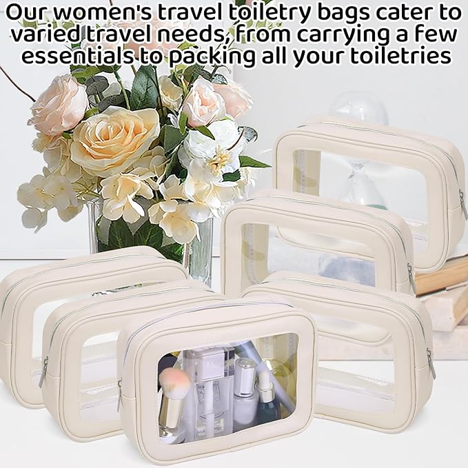 8 Packs TSA Approved Toiletry Bags Clear Toiletry Bags for Travel PVC Makeup Pouch Waterproof Quart Size Clear Cosmetic Bag with Zipper for Airport Airline Compliant Bag Women Men Travel Bathroom