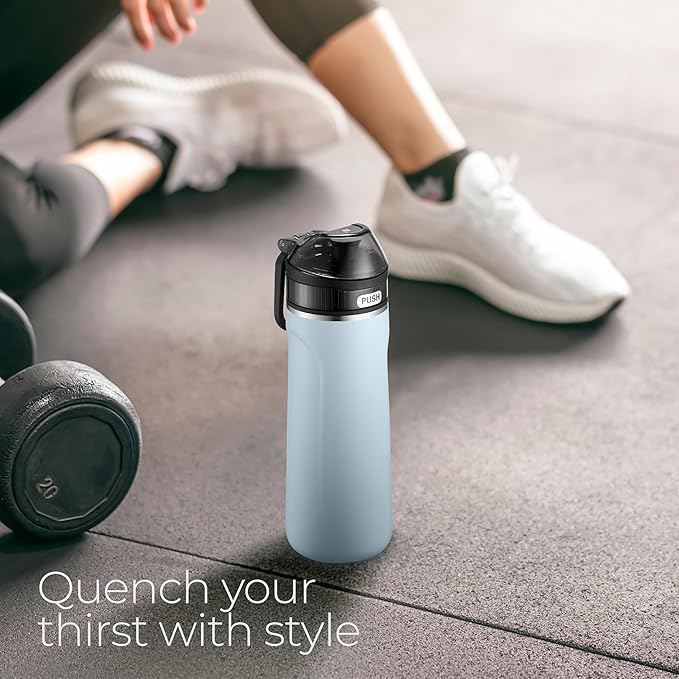 SipX™ Triple-Insulated Stainless Steel Water Bottle - 18oz. With Straw Lid, BPA-Free Reusable Insulated Water Bottle Keeps Cold For 12 Hours, Metal Water Bottle Made Of Sustainable Material For Hiking