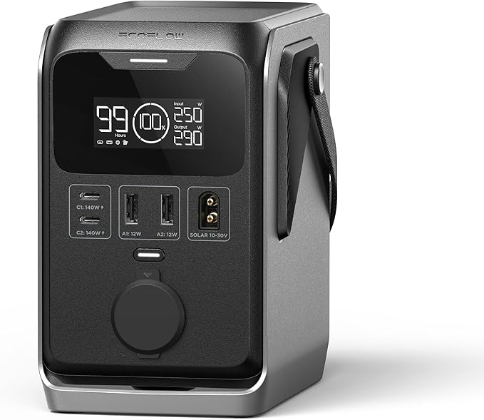 EF ECOFLOW TRAIL 300 DC Power Bank Station, 288Wh Outdoor Portable Power Station, LiFePO4 Battery, 300W DC Output, Compact Solar Generator for Camping, Travel, and Emergency Power