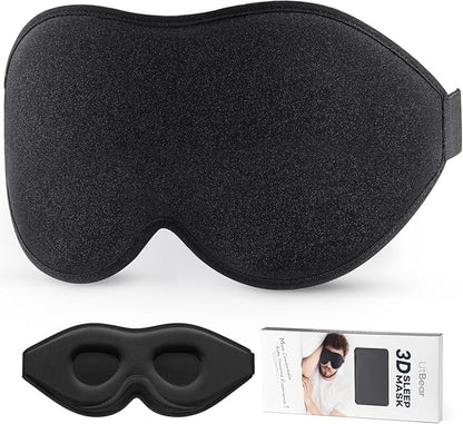 LitBear Sleep Mask for Side Sleeper Women Men, Eye Mask for Sleeping Light Blocking, 3D Contoured Cup Sleeping Mask, Soft Breathable Sleep Eye Mask with Adjustable Elastic Strap for Travel