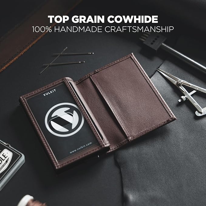 VULKIT Card Holder Wallet with Double ID Windows RFID Blocking Pop Up Wallet Minimalist Design for 12 Cards