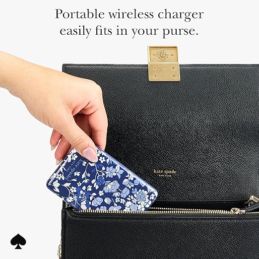 kate spade new york MagSafe Portable Charger Power Bank 5000mAh - iPhone Charger for Fast Charging - Magnetic Wireless Battery Pack with USB-C Port - Flowerbed Blue