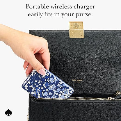 kate spade new york MagSafe Portable Charger Power Bank 5000mAh - iPhone Charger for Fast Charging - Magnetic Wireless Battery Pack with USB-C Port - Flowerbed Blue