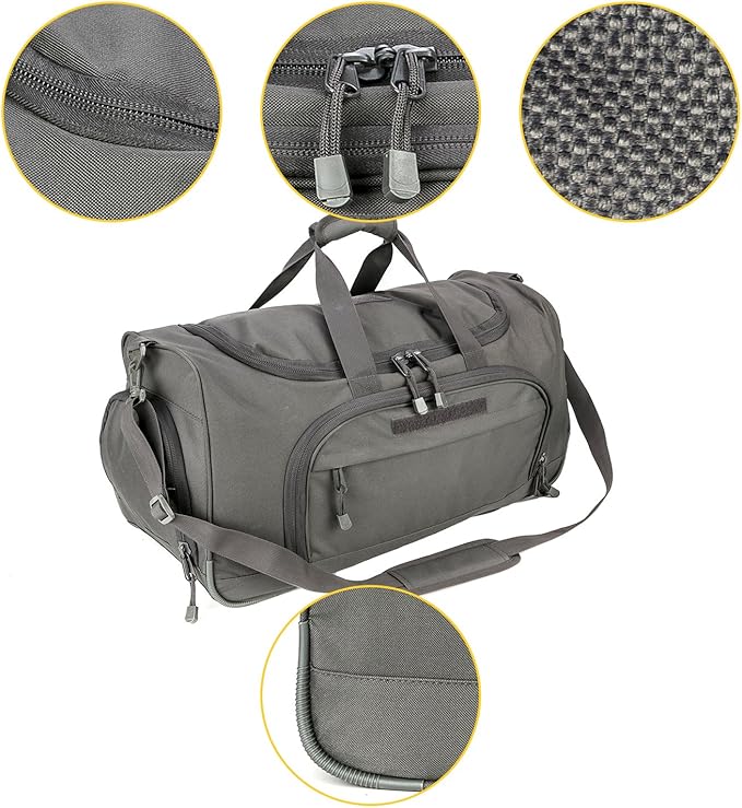 Military Tactical Outdoor Gym Bag Small Duffel Bag with Shoes Compartment for Sports Travel Camping Hunting (B-Grey)