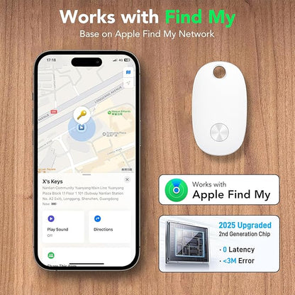 Tracker Tags-4 Pack, Bluetooth Tracker Works with Apple Find My APP (iOS Only), Keys Finder and Item Locator for Luggage, Backpack, Suitcases, Replaceable Battery, IP67 Waterproof Tracking Tag