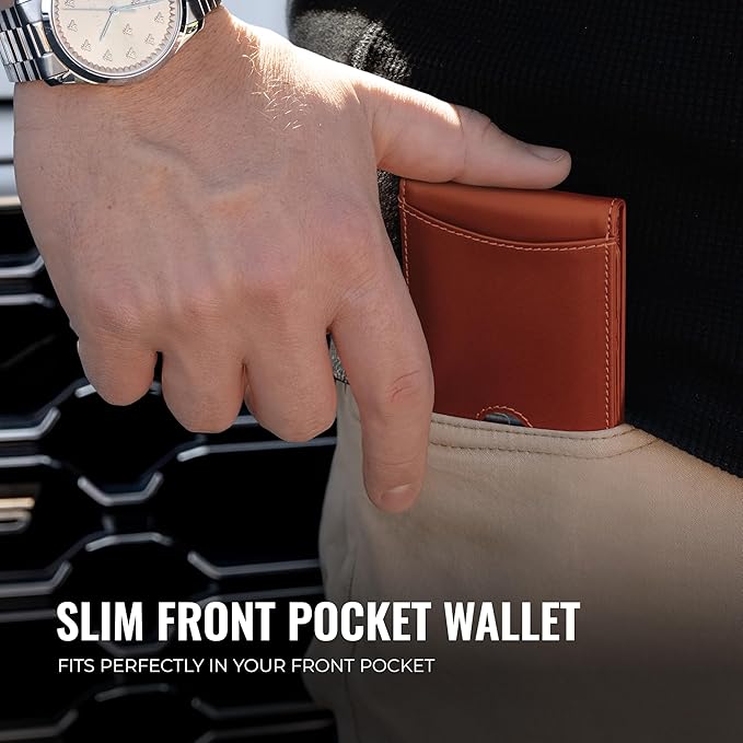 Kingly Cash Pocket Slim Wallet for Men - RFID Blocking Leather Card Holder - Minimalist Men’s Wallet for Front Pockets - Holds 1-15 Cards & Cash - Durable Italian Leather Wallets