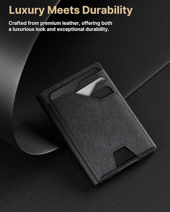 typecase Leather Wallet for Men Card Holder: Premium Genuine Leather, RFID Blocking, Slim, Minimalist, Front Pocket - 15 Cards Capacity | ID Window | Money Clip (Black)