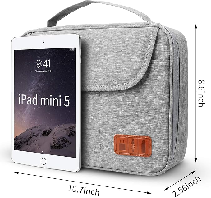 HOLIMET Cable Organiser Bag,Electronic Accessories Bag Double Layer for Travel Waterproof Cord Storage Organizer Bag for iPad, Kindle, Hard Drives, Cables, Chargers,Power Bank and More(Grey)
