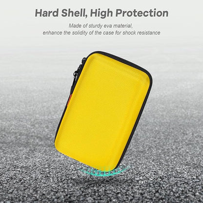 Bright Yellow Hard Shell Electronic Organizer Carrying Case - Shockproof Large Storage Case for Hard Drive, Phone, Power Bank, Charger, Earbuds - Zipper Pouch Gadget Bag for Business, Travel