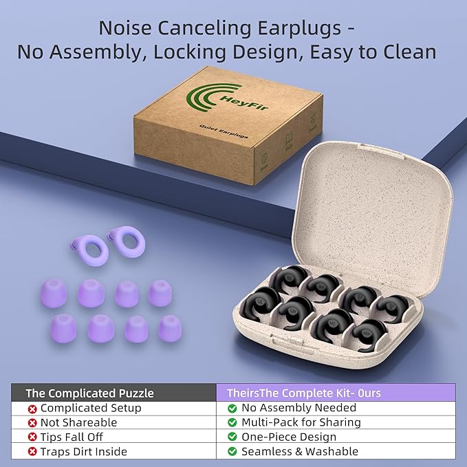Ultra-Soft Noise Cancelling Ear Plugs, Reusable Silicone for Sleep Concerts Travel Office,33dB (NRR),Ergonomic Integrated Design Fit for Small Ear Canals Noise Sensitivity (Black, 4 Pairs)