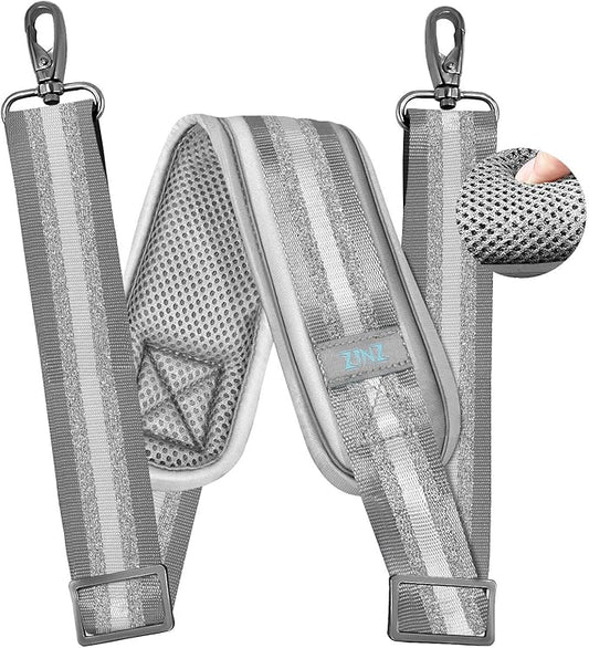 ZINZ 79 inch Shoulder Strap, Extra-thick Fixed Cushion Pad and Dual Clasps Universal Replacement Strap with Metal Swivel Hooks for Laptop Bags, Luggage Bags, Camera, Crossbody (200cm,Gray Silver)