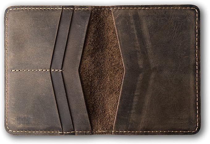 PEGAI Standard Full Grain Crazy Horse Leather Passport Holder | Custom Travel Passport Cover & Organizer | Handcrafted Leather Passport Wallet for Men and Women | Pike (Chestnut)