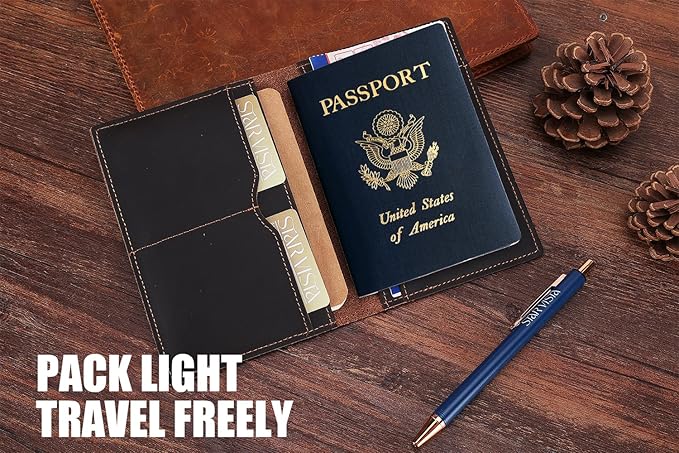 STAR VISTA Albatross Leather Travel Passport Holder, Minimalist Design, Full Grain Leather Case for Women and Men - Slim Passport Wallet, Bifold, RFID Blocking, Dark Chocolate