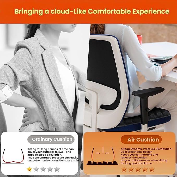 Sondur Inflatable Travel Cushion – Adjustable Bubble Technology for Customized Comfort, Ultra-Portable, Water-Resistant and Inflatable Seat Cushion for Airplane, Car, Office, and Outdoor Adventures