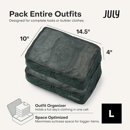 Packing Cells - 4 Set Packing Cubes Luggage Organizer Bags (S, M, 2 x L), Must-Have Suitcase Organizer for Travel, Road Trip & Camping Accessories, Stain-proof, Washable, 3 Sizes - Forest