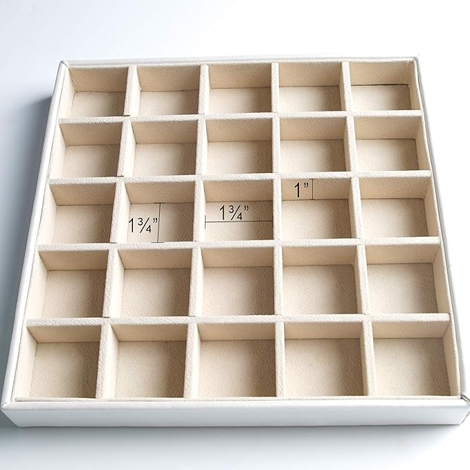 Frebeauty Earring Organizer Classic Jewelry Box 50 Slots Double Layer Jewelry Storage Case with 6 Necklace Hook and Bracelet Pocket(Pearl White)