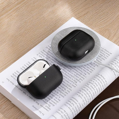 LOPIE AirPods Pro 2 Case Cover 2022 (Not for AirPods Pro 1st Gen), Handmade AirPods Pro 2nd Generation Case Protective Cover, Carbon Fiber Style Vegan Leather Case for Women/Men- Black