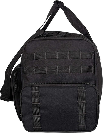 K-Cliffs Heavy Duty Tactical Range Duffel Quality Gear Travel Sports Gym Equipment Bag Military Molle Lockable Zippers with US Flag Patch 27 Inch Black