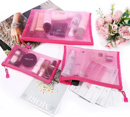 12 Pieces Zipper Nylon Mesh Pouch, Mesh Cosmetic Bags Makeup Bags Pencil Case, Multipurpose Travel Bags for Cosmetic School Office Supplies and Travel Accessories (White, Assorted Sizes)